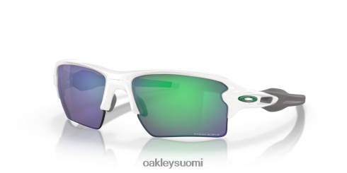 Oakley flak 2.0 xl joukkuevärit prizm jade linssit, kiillotettu valkoinen kehys silmälasit 2T48V4137