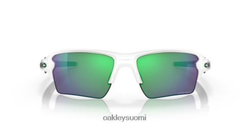 Oakley flak 2.0 xl joukkuevärit prizm jade linssit, kiillotettu valkoinen kehys silmälasit 2T48V4137