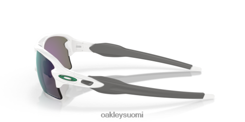 Oakley flak 2.0 xl joukkuevärit prizm jade linssit, kiillotettu valkoinen kehys silmälasit 2T48V4137