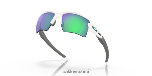 Oakley flak 2.0 xl joukkuevärit prizm jade linssit, kiillotettu valkoinen kehys silmälasit 2T48V4137