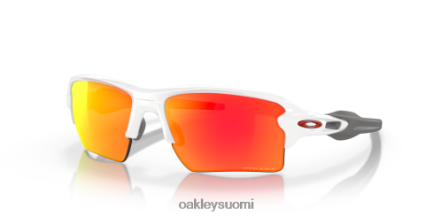 Oakley flak 2.0 xl joukkuevärit prizm rubiinilinssit, kiillotettu valkoinen kehys silmälasit 2T48V4138