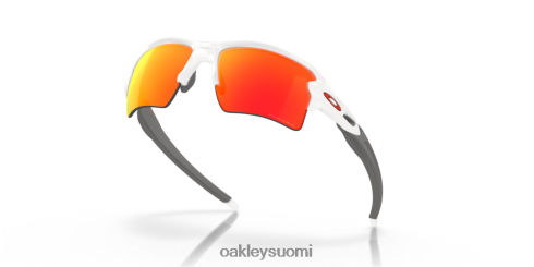 Oakley flak 2.0 xl joukkuevärit prizm rubiinilinssit, kiillotettu valkoinen kehys silmälasit 2T48V4138