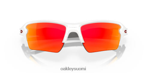 Oakley flak 2.0 xl joukkuevärit prizm rubiinilinssit, kiillotettu valkoinen kehys silmälasit 2T48V4138