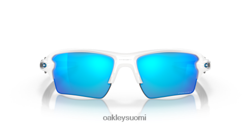 Oakley flak 2.0 xl joukkuevärit prizm safiirilinssit, kiillotettu valkoinen kehys silmälasit 2T48V4139