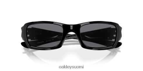 Oakley viitosten neliö harmaat linssit, kiillotettu musta kehys silmälasit 2T48V4246