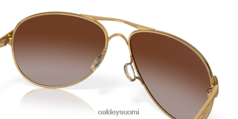 Oakley varoitus tummanruskeat gradienttilinssit, kiillotettu kultakehys silmälasit 2T48V4509