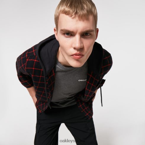 Oakley hupullinen nappi alas musta/punainen sekki vaatteet 2T48V42468